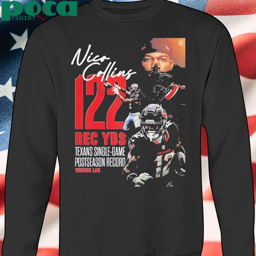 Nico Collins From Michigan Wolverines Has Been Taken 122 Rec YDS Texans Single Game Post Season Record Versus Lac 2025 shirt