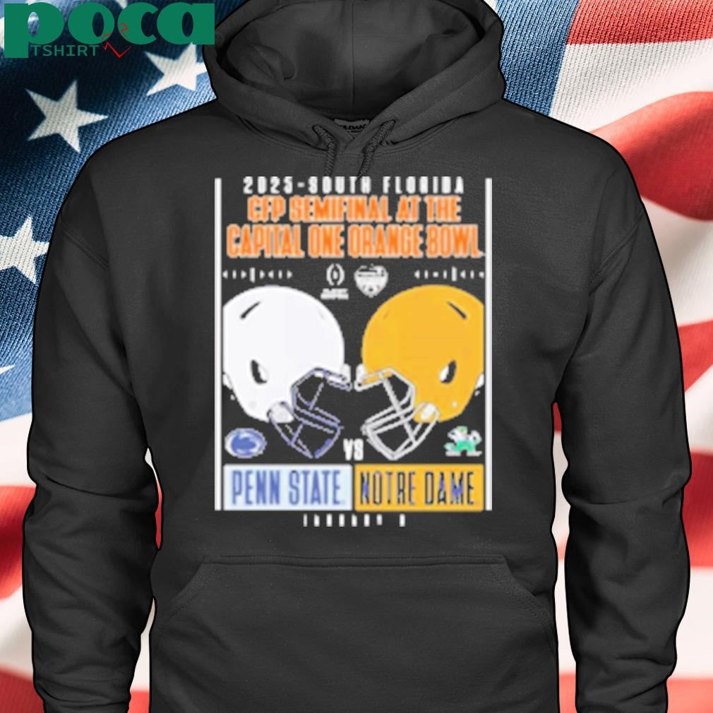 Notre Dame Fighting Irish Vs Penn State Nittany Lions 2025 South Florida CFP Semifinal At The Orange Bowl Head To Head Helmet T-Shirt