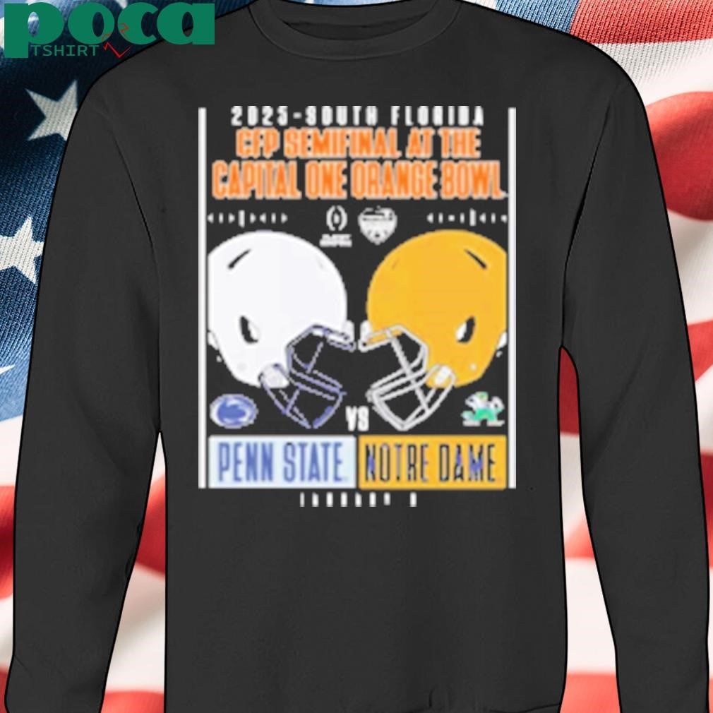 Notre Dame Fighting Irish Vs Penn State Nittany Lions 2025 South Florida CFP Semifinal At The Orange Bowl Head To Head Helmet T-Shirt