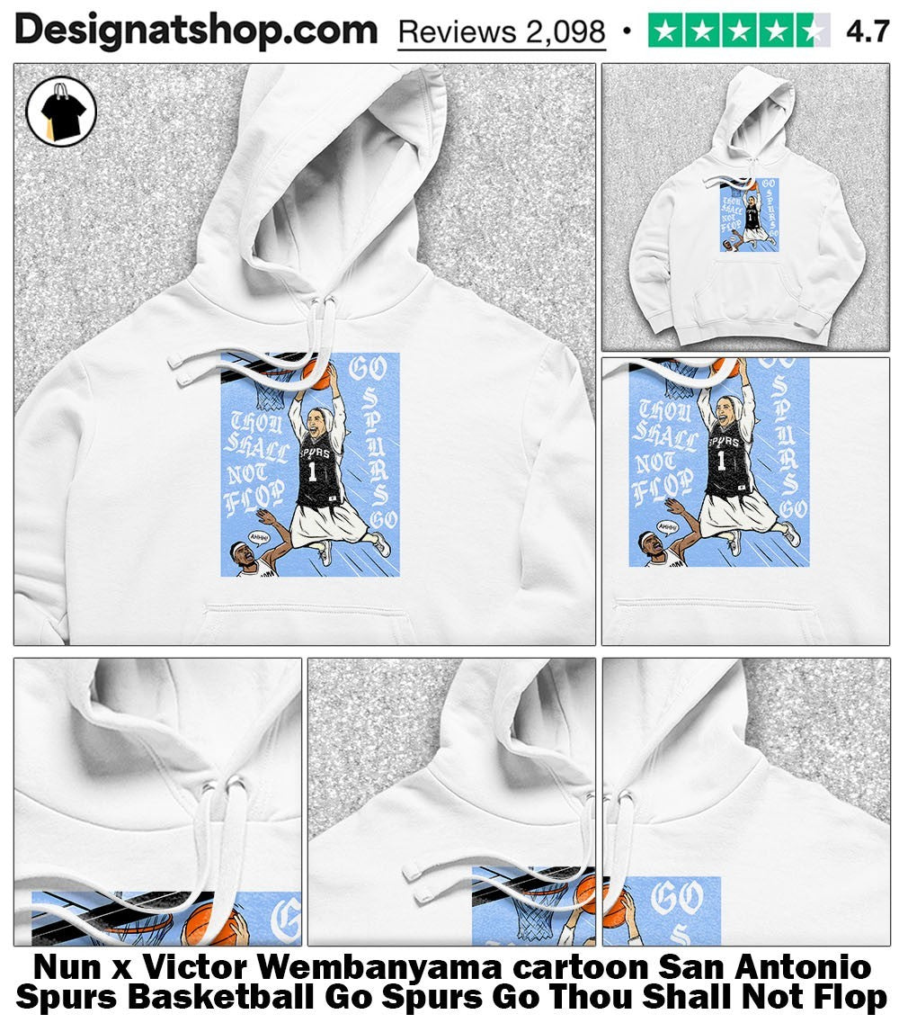 Nun x Victor Wembanyama cartoon San Antonio Spurs Basketball Go Spurs Go Thou Shall Not Flop shirt