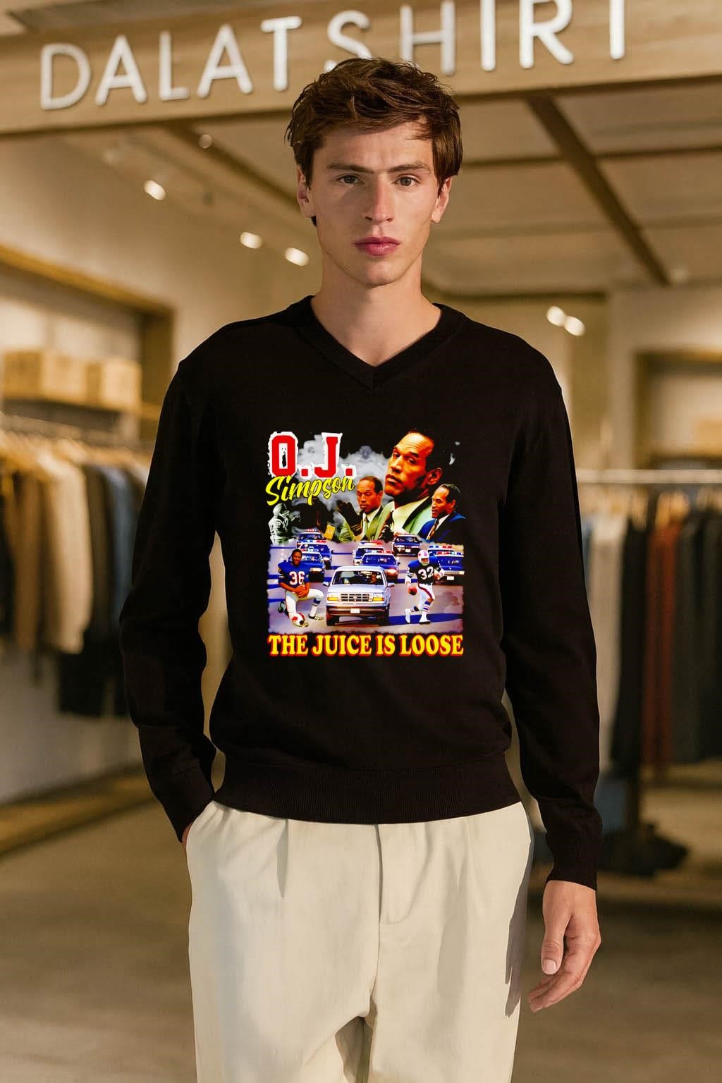 OJ Simpson The Juice Is Loose White Bronco Police Chase shirt