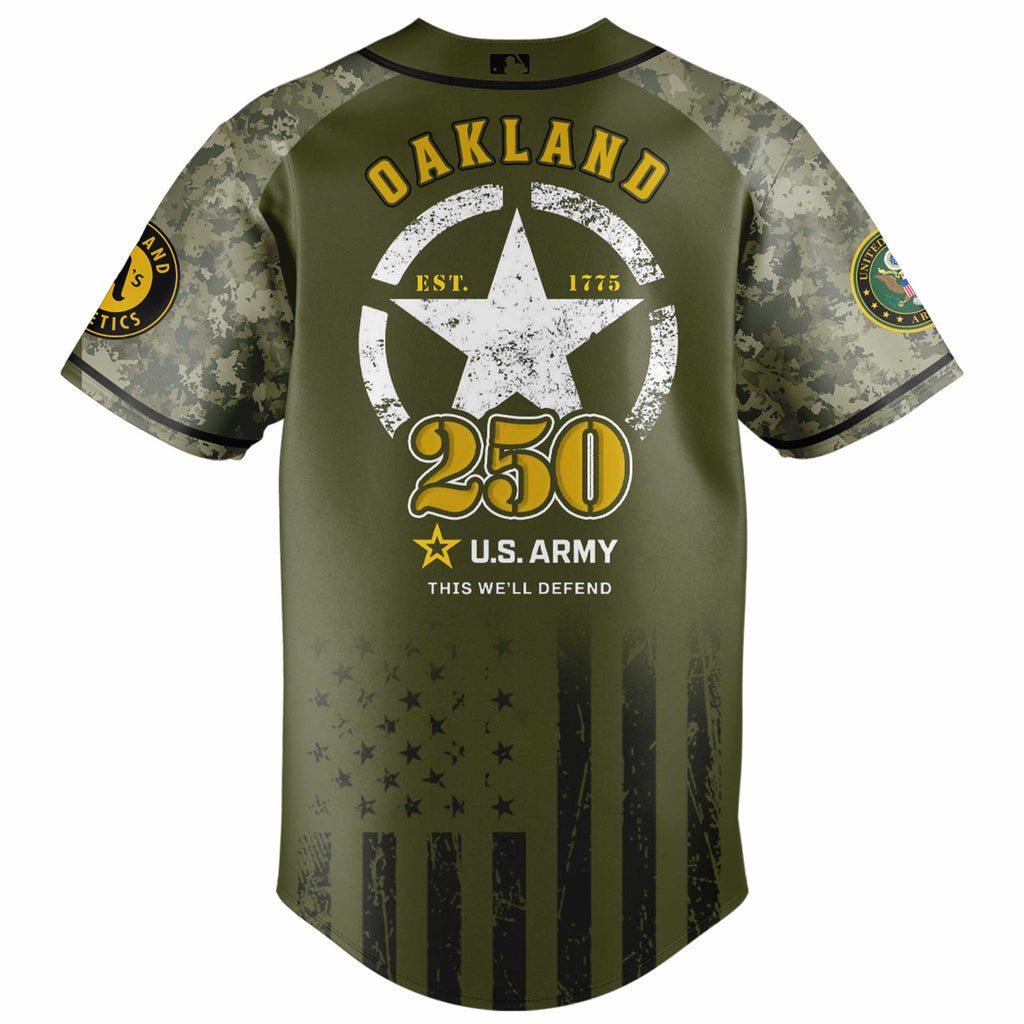 Oakland Athletics MLB 250th anniversary US Army Jersey
