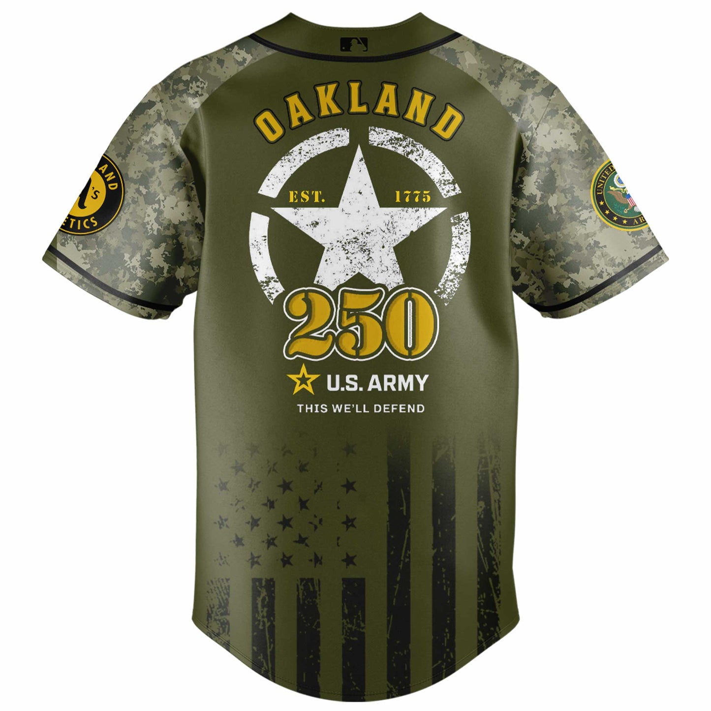 Oakland Athletics MLB 250th anniversary US Army Jersey