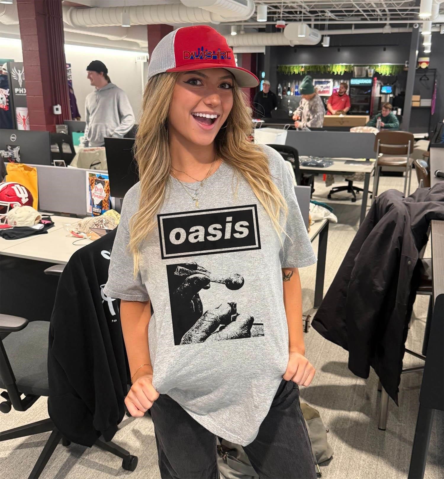 Oasis Band Logo Hand Holding Glass Smoking Pipe Graphic shirt