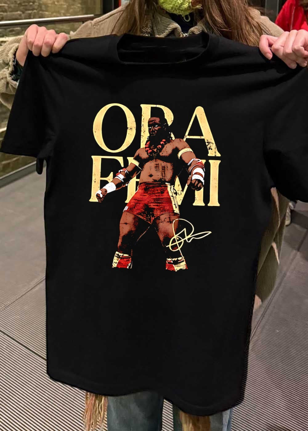 Oba Femi Signature Obi Femi Standing Pose Text Logo T-Shirt