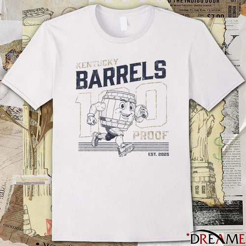 100 Proof Retro Mascot Kentucky Barrels Est 2025 t-shirt
