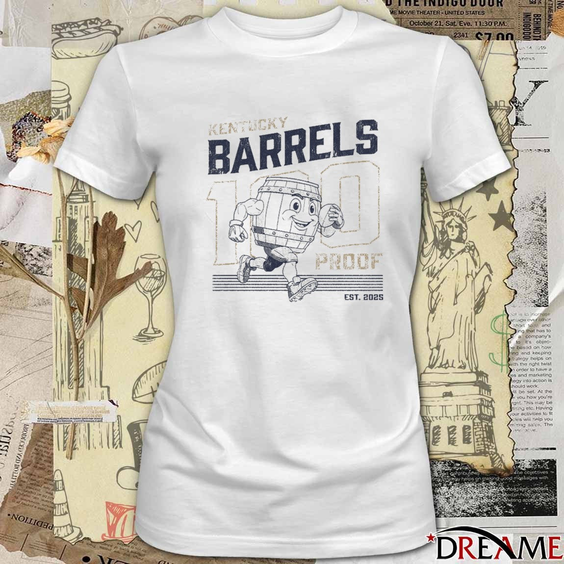 100 Proof Retro Mascot Kentucky Barrels Est 2025 t-shirt