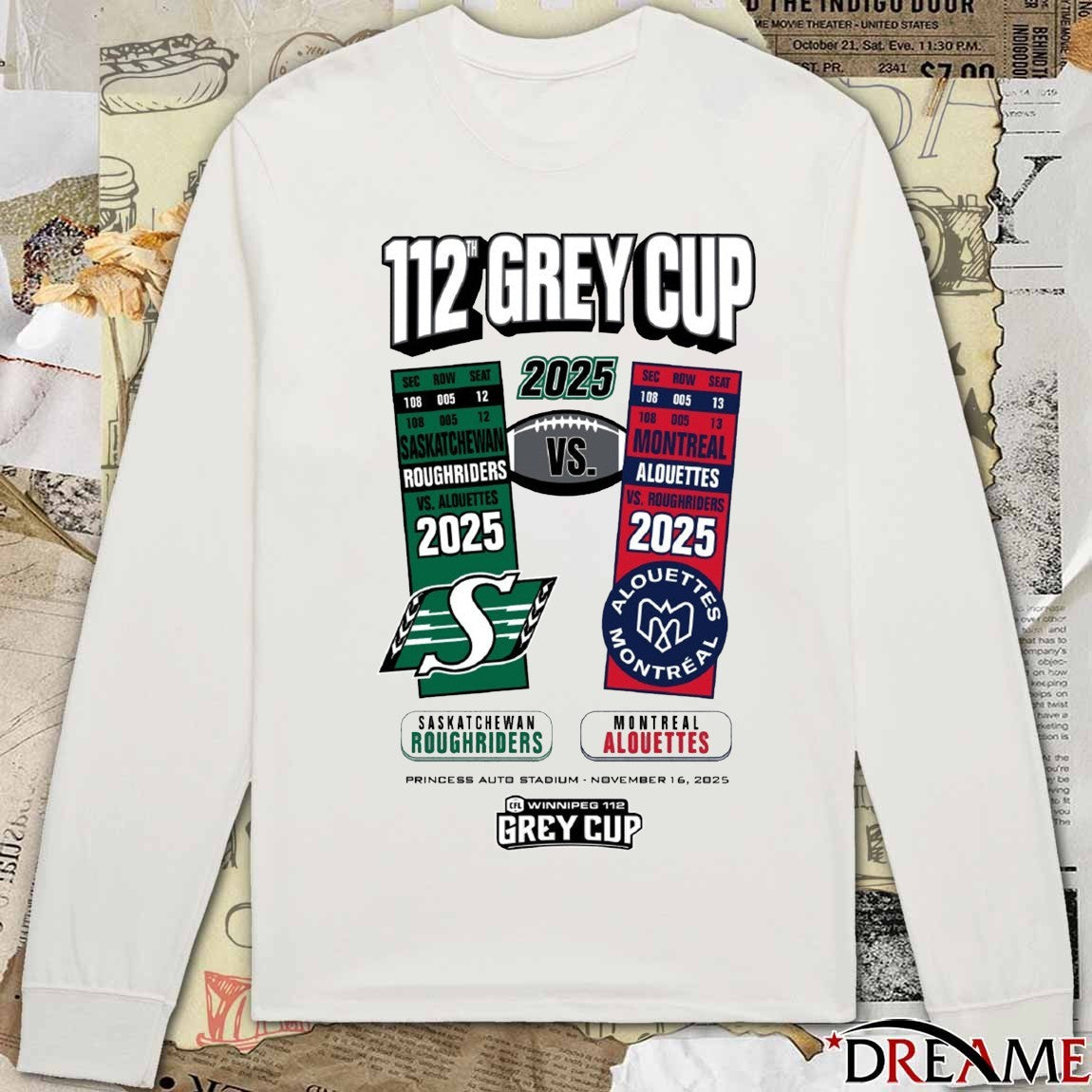 112th Grey Cup Head To Head Saskatchewan Roughriders Vs Montreal Alouettes Princess Auto Stadium November 16, 2025 t-shirt