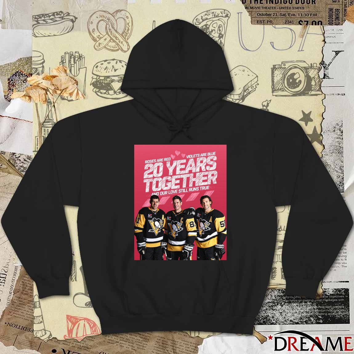 20 Years Together And Our Love Still Runs True Roses Are Red Violets Are Blue Pittsburgh Penguins t-shirt