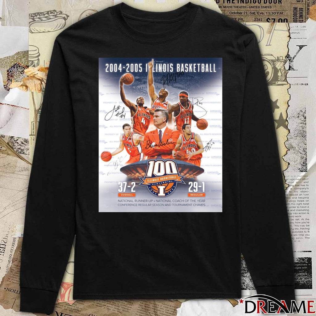 2004-2005 Illinois Basketball National Runner-Up National Coach Of The Year Signatures Poster t-shirt
