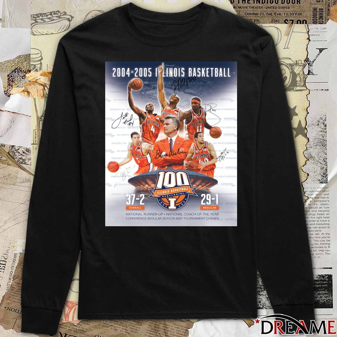 2004-2005 Illinois Basketball National Runner-Up National Coach Of The Year Signatures Poster t-shirt
