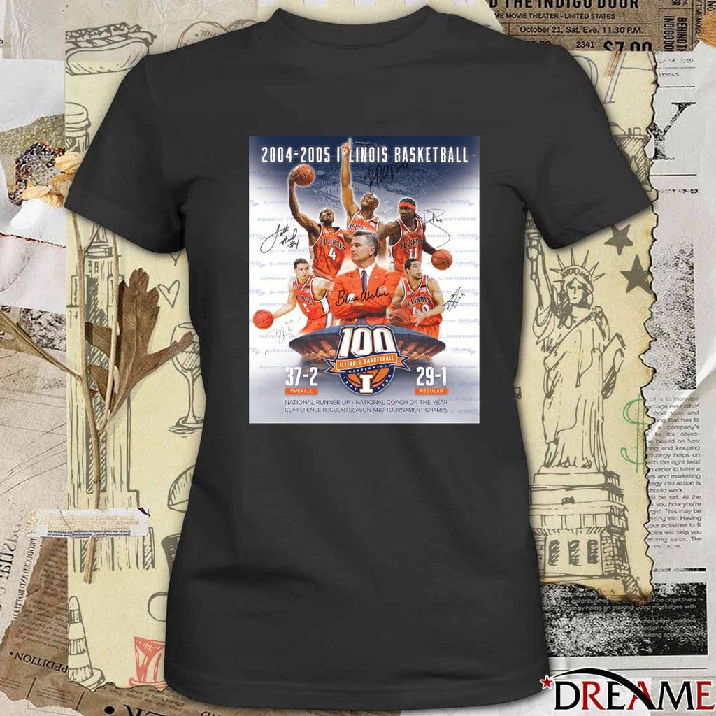 2004-2005 Illinois Basketball National Runner-Up National Coach Of The Year Signatures Poster t-shirt