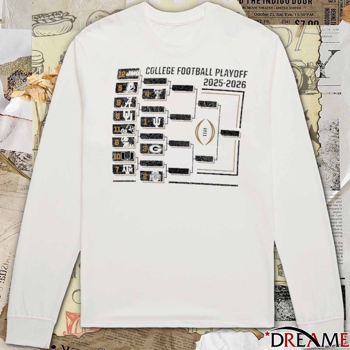 2025-2026 College Football Playoff Bracket Coverage t-shirt
