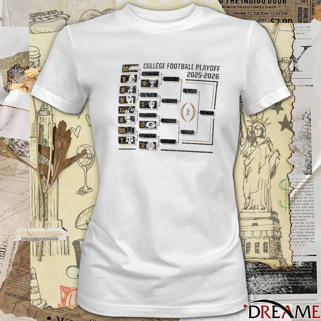 2025-2026 College Football Playoff Bracket Coverage t-shirt