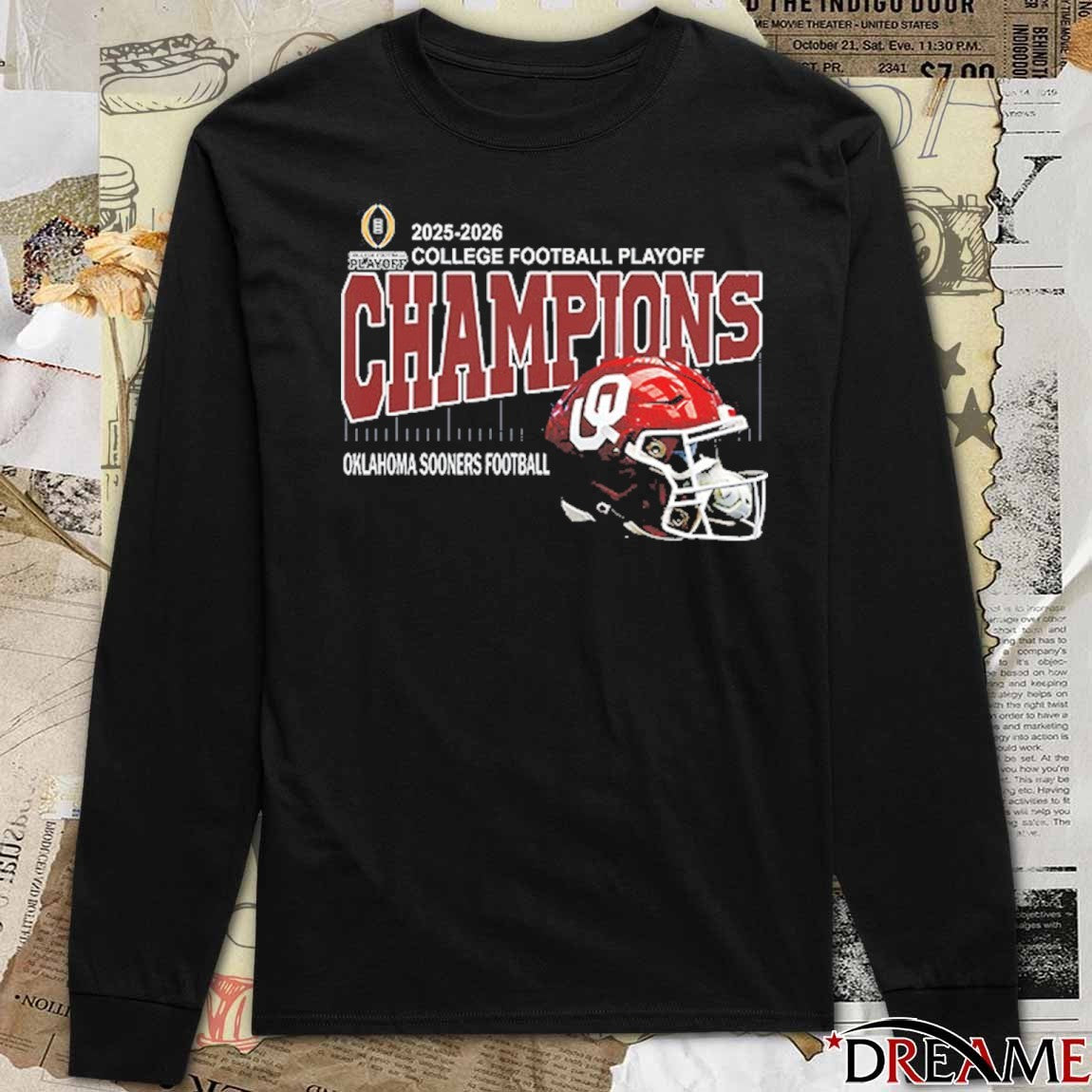 2025 2026 College Football Playoff Champions Oklahoma Sooners Football Helmet Oklahoma Memorial Stadium In Norman Oklahoma t-shirt