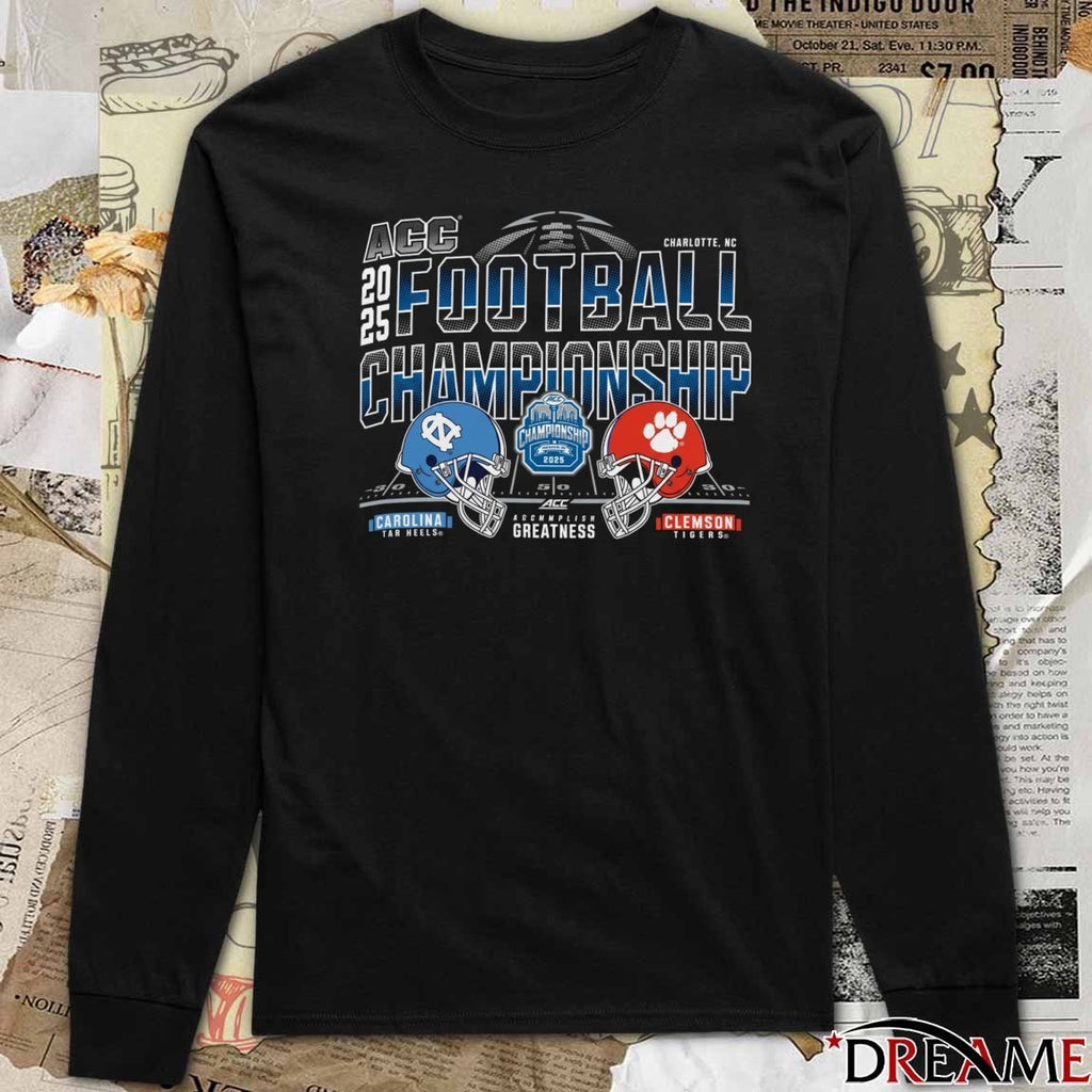 2025 ACC Atlantic Coast Conference Football Championship North Carolina Tar Heels vs Clemson Tigers Charlotte NC t-shirt