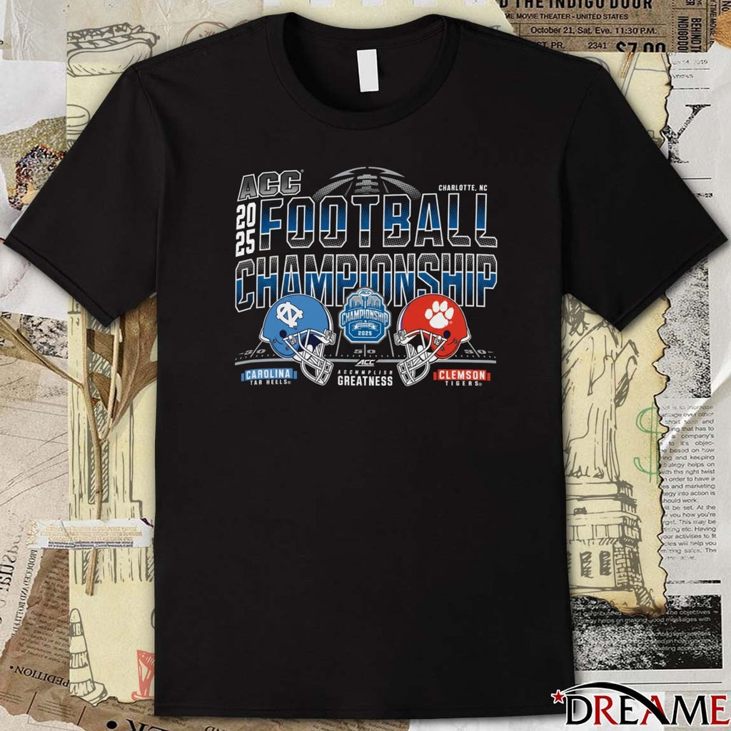 2025 ACC Atlantic Coast Conference Football Championship North Carolina Tar Heels vs Clemson Tigers Charlotte NC t-shirt