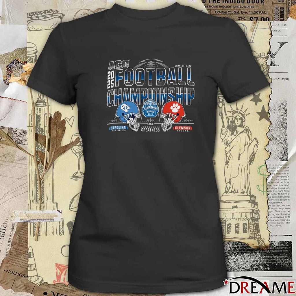 2025 ACC Atlantic Coast Conference Football Championship North Carolina Tar Heels vs Clemson Tigers Charlotte NC t-shirt