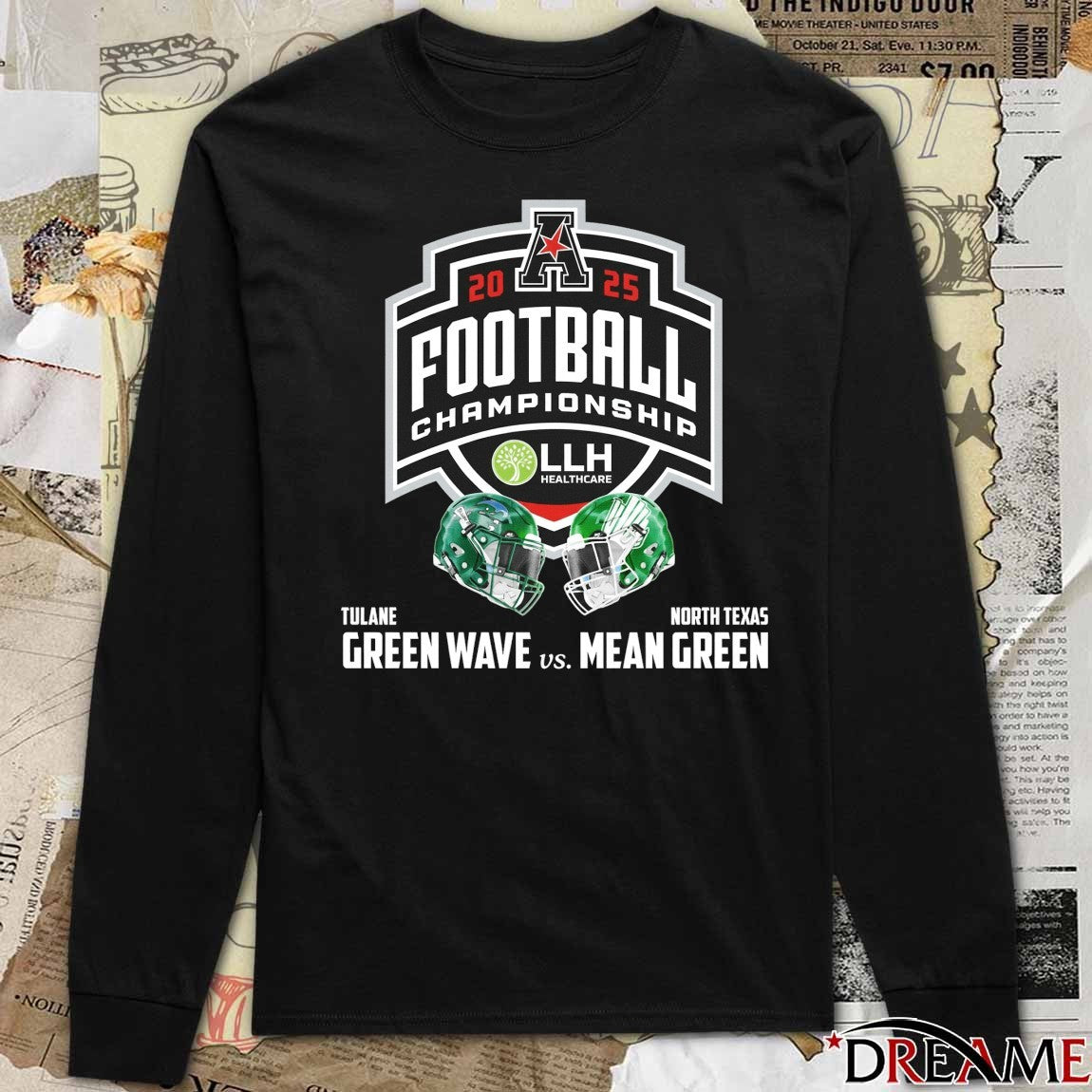 2025 American Conference Championship Tulane Green Wave Vs North Texas Mean Green December 5 Yulman Stadium t-shirt