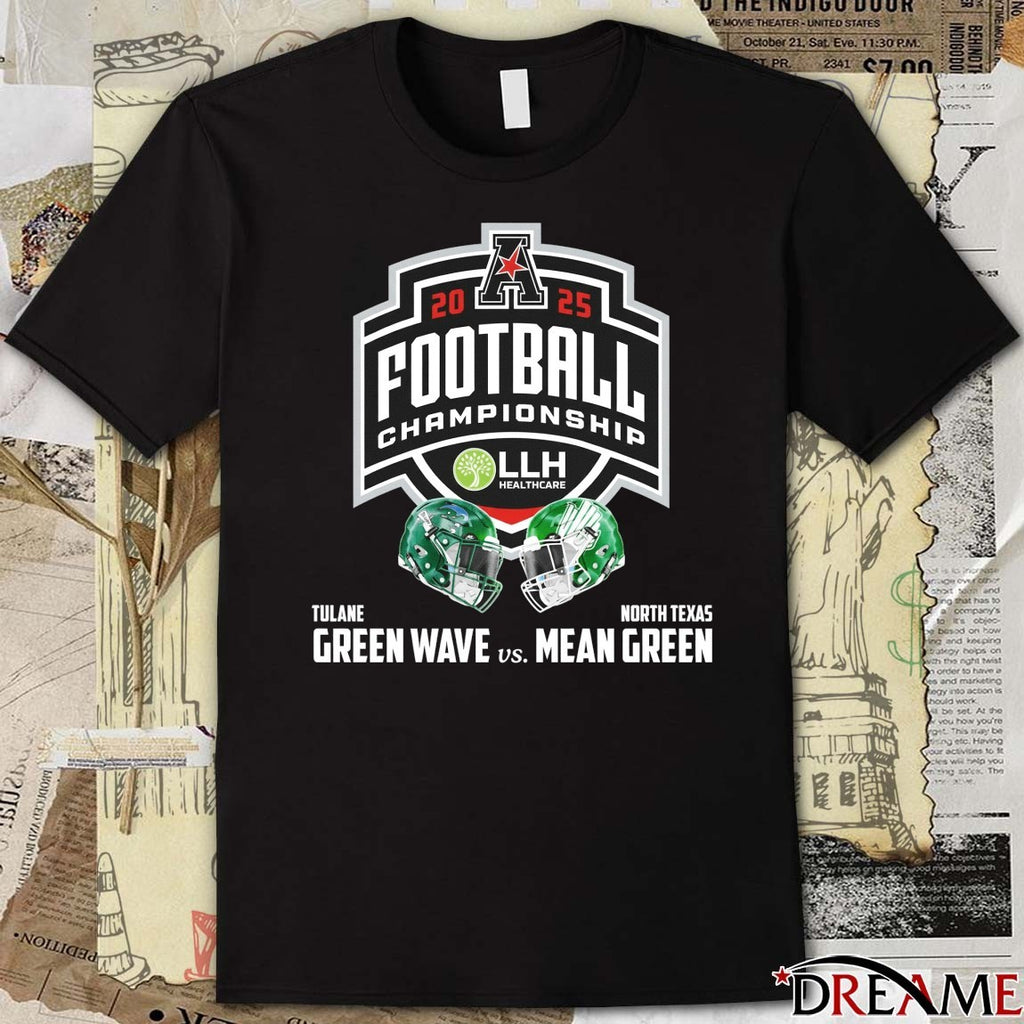 2025 American Conference Championship Tulane Green Wave Vs North Texas Mean Green December 5 Yulman Stadium t-shirt