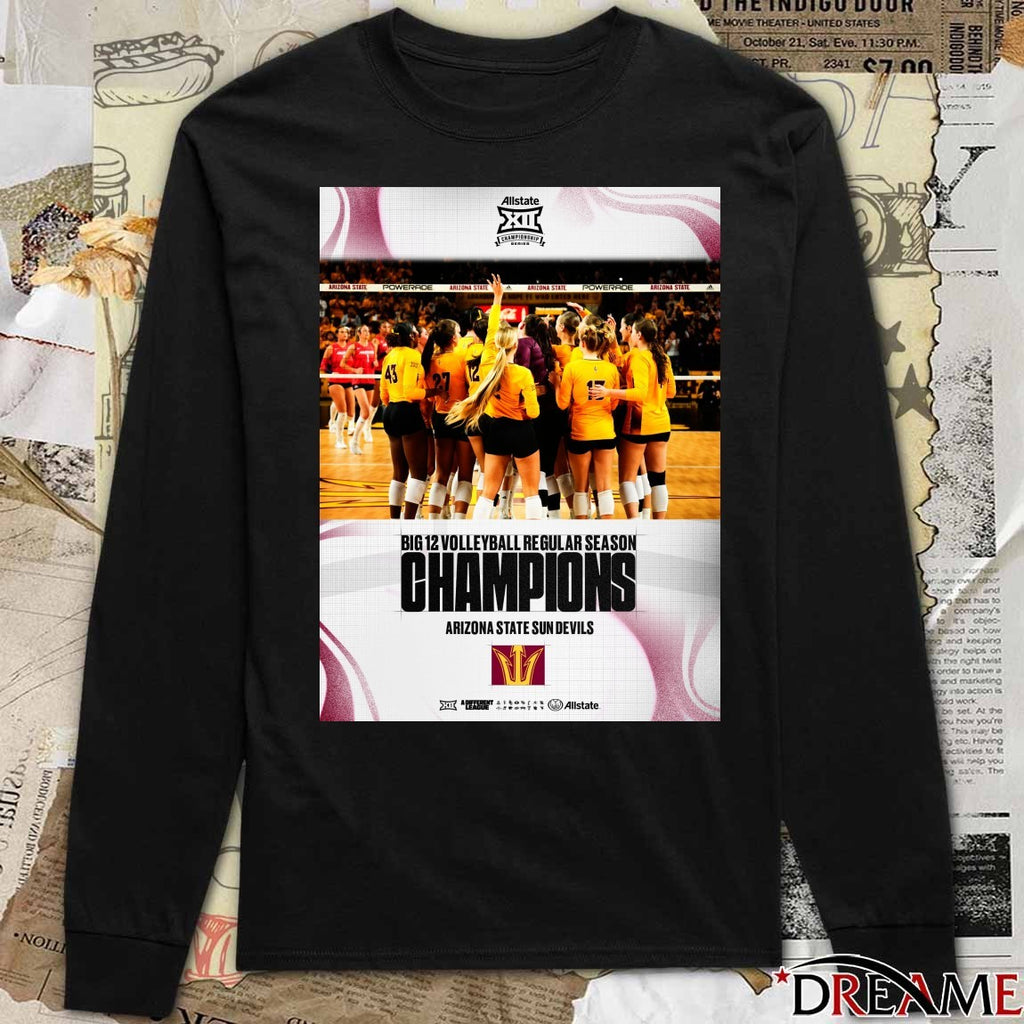 2025 Back To Back Big 12 Volleyball Regular Season Champions Arizona State Sun Devils Poster t-shirt