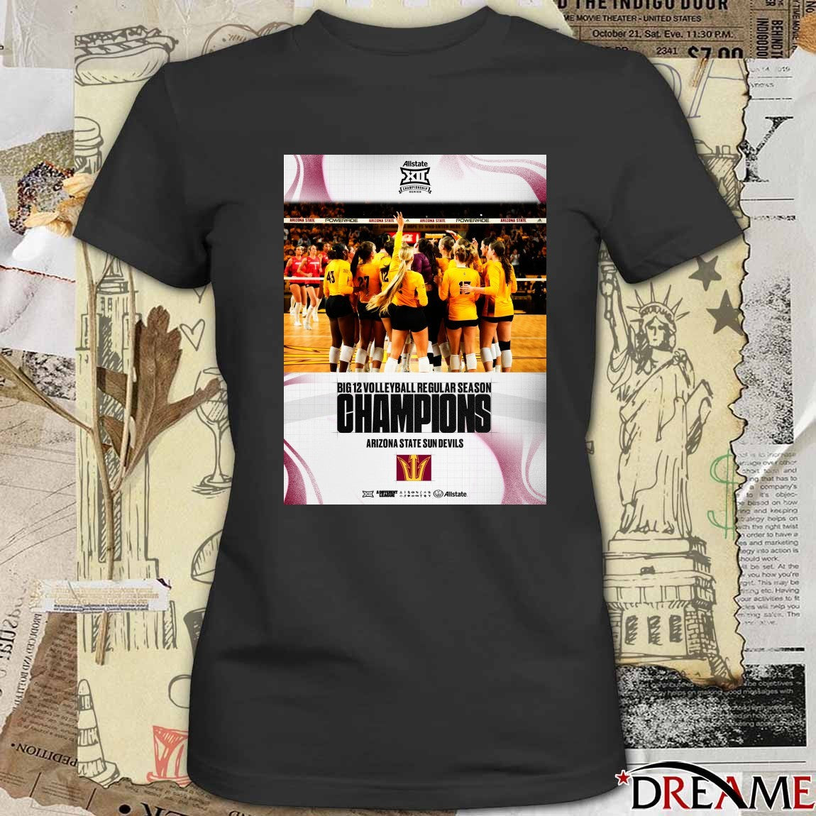2025 Back To Back Big 12 Volleyball Regular Season Champions Arizona State Sun Devils Poster t-shirt