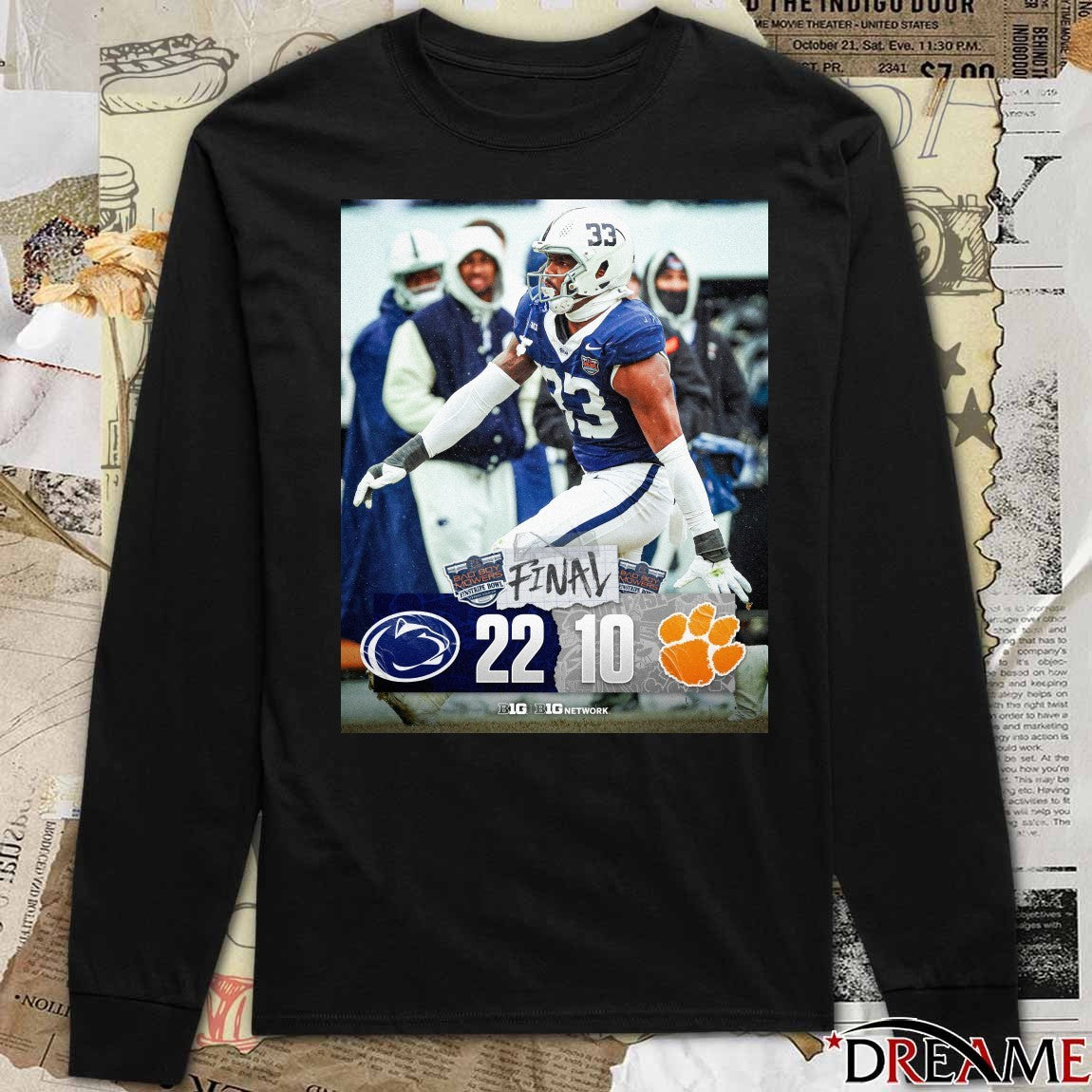 2025 Bad Boy Mowers Pinstripe Bowl Penn State Nittany Lions Vs Clemson Tigers Final Score 22-10 Poster t-shirt