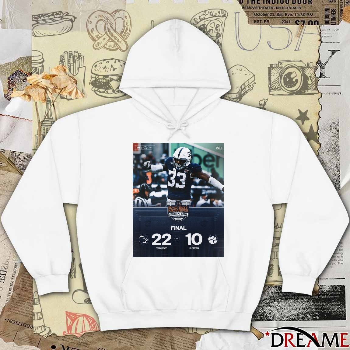 2025 Bad Boy Mowers Pinstripe Bowl Penn State Nittany Lions defeated Clemson Tigers Final Score 22-10 at Yankee Stadium Poster t-shirt