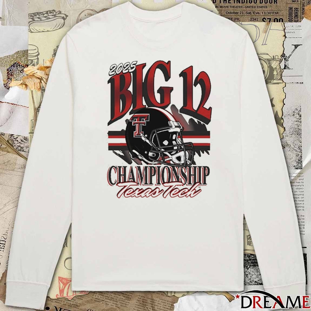 2025 Big 12 Football Texas Tech Red Raiders Ivory Championship Helmet t-shirt