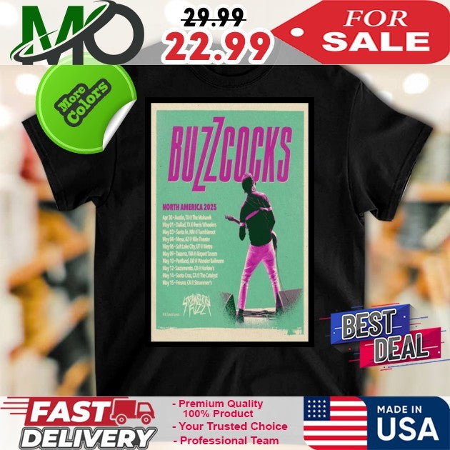 2025 Buzzcocks North American Tour May Concert Poster T-Shirt
