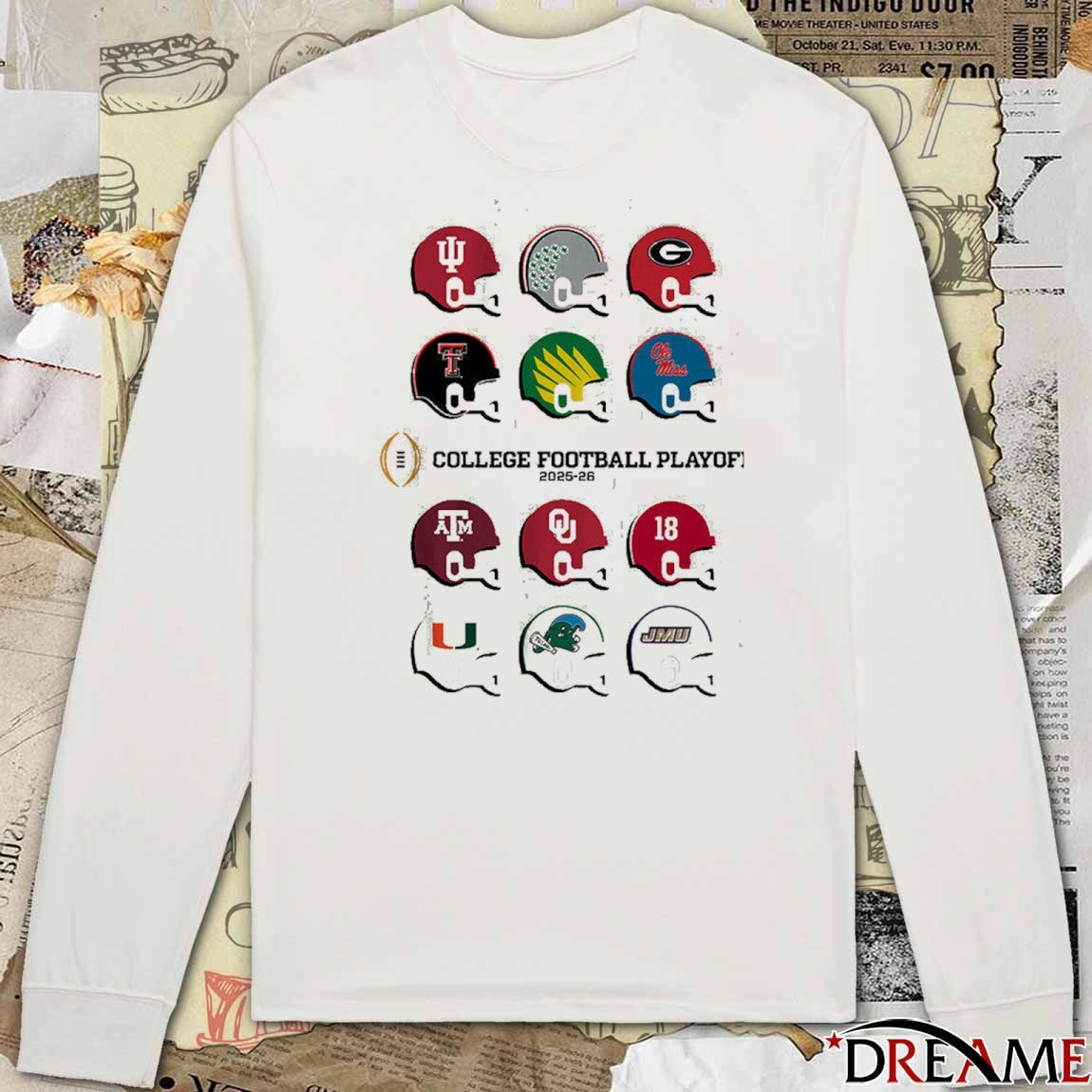 2025 CFP Field Toy Team Helmets Hoosiers, Buckeyes, Bulldogs, Raiders, Ducks, Rebels, Aggies and Sooners t-shirt