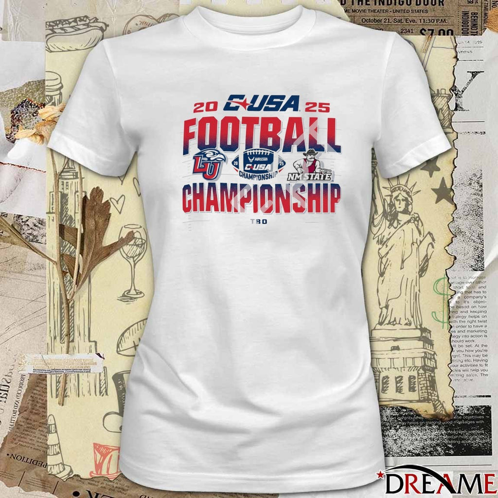 2025 CUSA Football Championship Champion Liberty Flames Vs New Mexico State Aggies t-shirt
