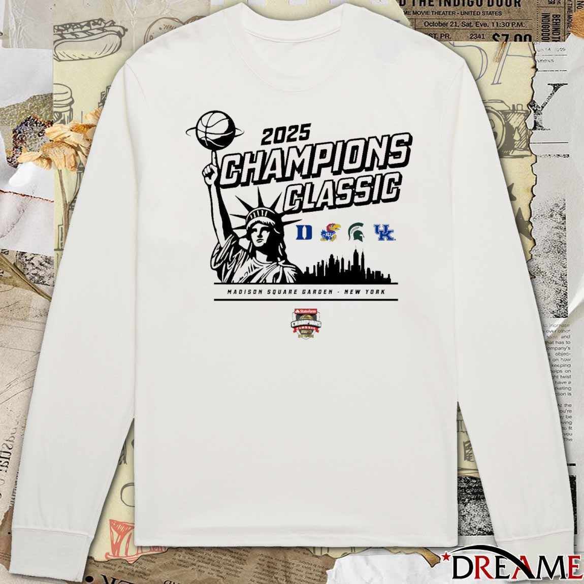 2025 Champions Classic Duke Kansas Michigan State And Kentucky Madison Square Garden New York t-shirt