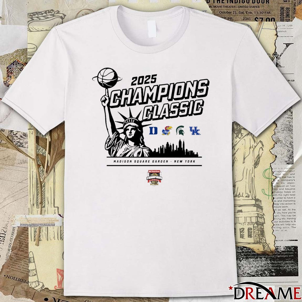 2025 Champions Classic Duke Kansas Michigan State And Kentucky Madison Square Garden New York t-shirt