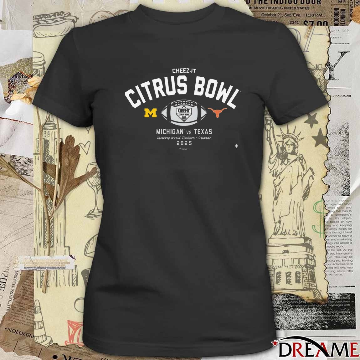 2025 Cheez-It Citrus Bowl 2-Team Dark Michigan Wolverines Vs Texas Longhorns Camping World Stadium Orlando t-shirt