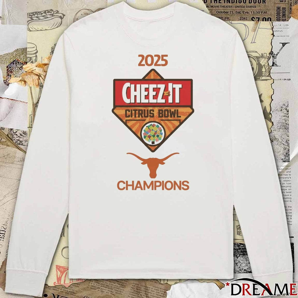 2025 Cheez-It Citrus Bowl Champions Texas Longhorns football Logos t-shirt