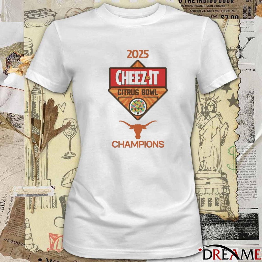 2025 Cheez-It Citrus Bowl Champions Texas Longhorns football Logos t-shirt