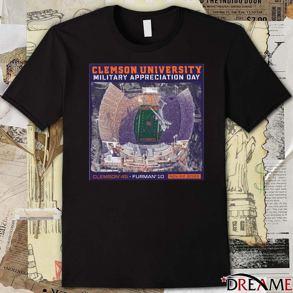 2025 Clemson University Military Appreciation Day Clemson 45 Furman 10 Nov 22 2025 Poster t-shirt