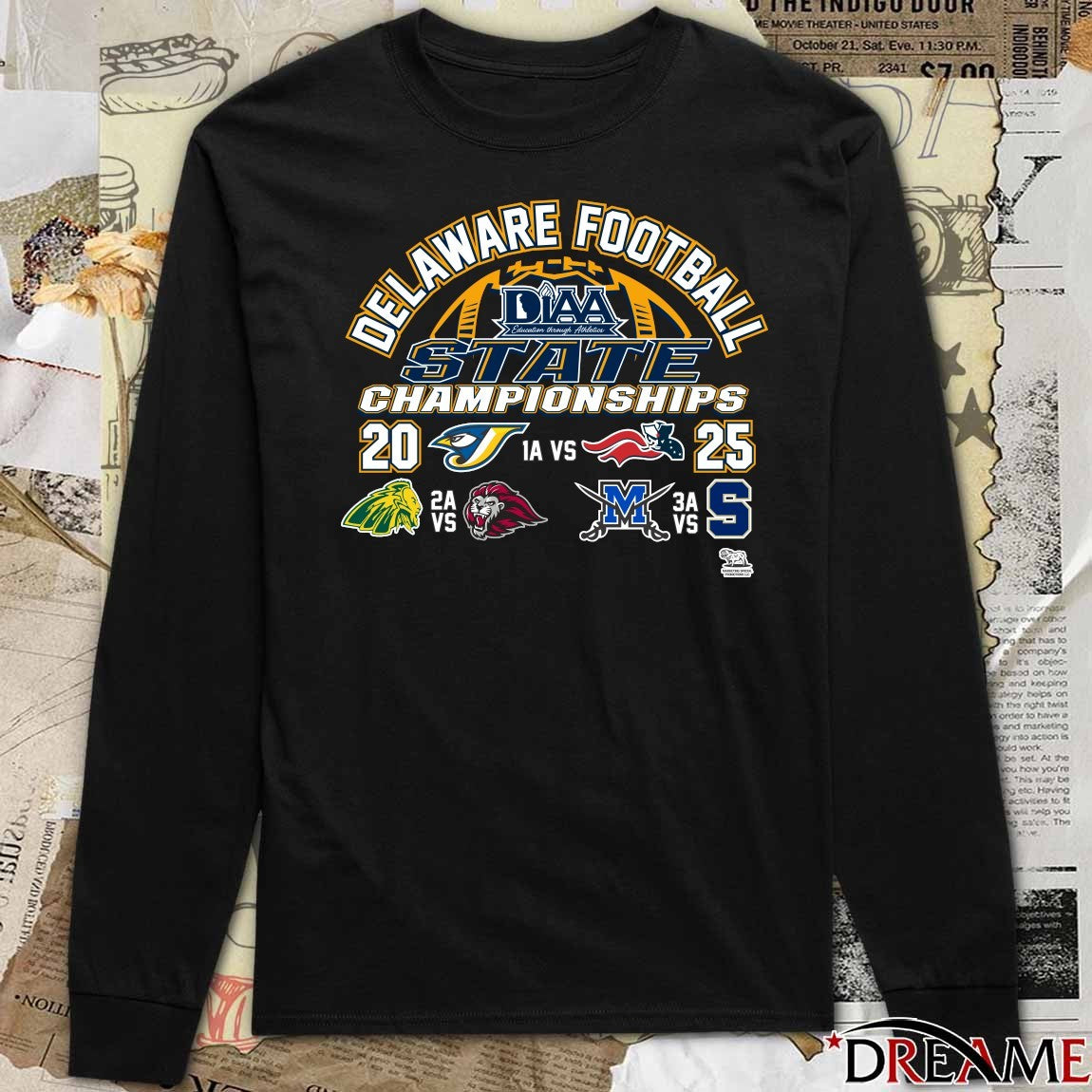 2025 Delaware Football DIAA State Championships Class 3A, 2A and 1A Football t-shirt