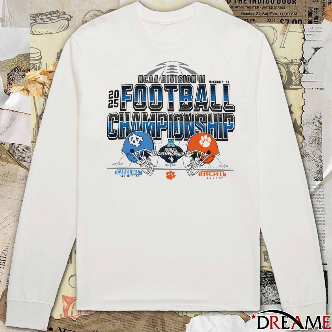 2025 Division II Football Championship McKinney TX North Carolina Tar Heels vs Clemson Tigers t-shirt