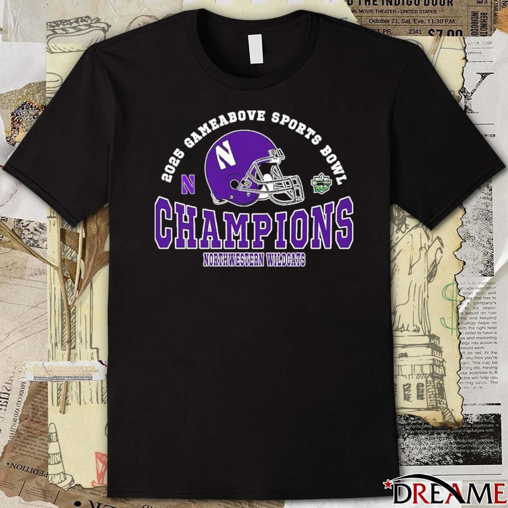 2025 Game Above Bowl Champions Northwestern Wildcats Football Champions Helmets Football t-shirt