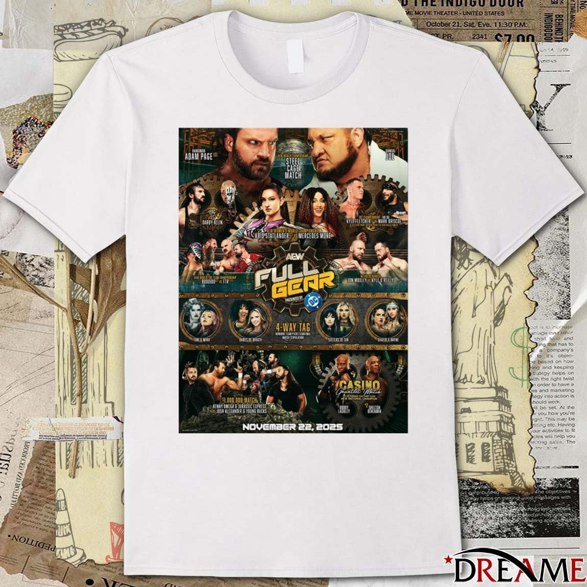2025 Happy Aew Full Gear Presented By DC Eve To All That Celebrate 4-Way Tag Poster t-shirt