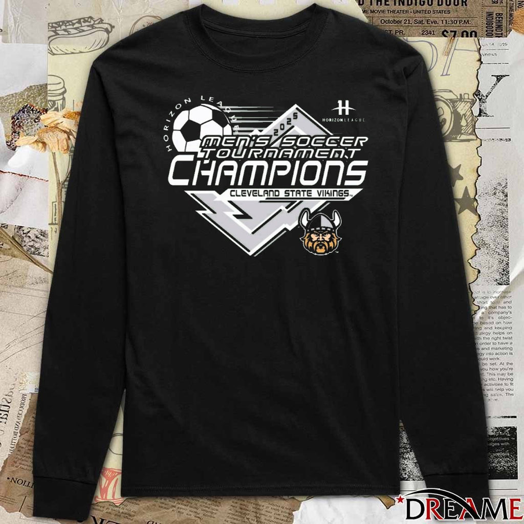 2025 Horizon League Men’s Soccer Tournament Champions Cleveland State Vikings t-shirt