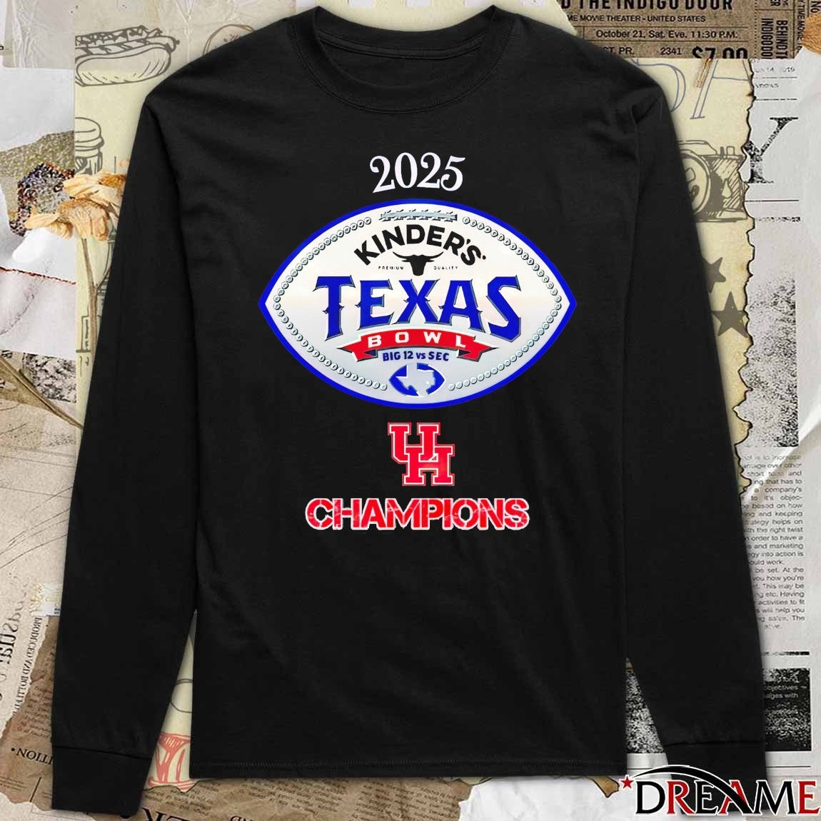 2025 Houston Cougars Kinder’s Texas Bowl Champions Logos t-shirt