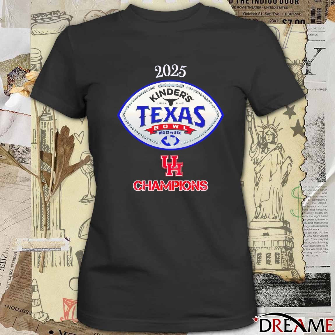2025 Houston Cougars Kinder’s Texas Bowl Champions Logos t-shirt