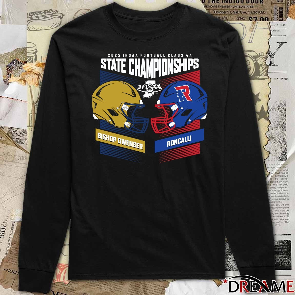 2025 IHSAA Football State Championships Bishop Dwenger vs Roncalli Head To Head Class 5A t-shirt