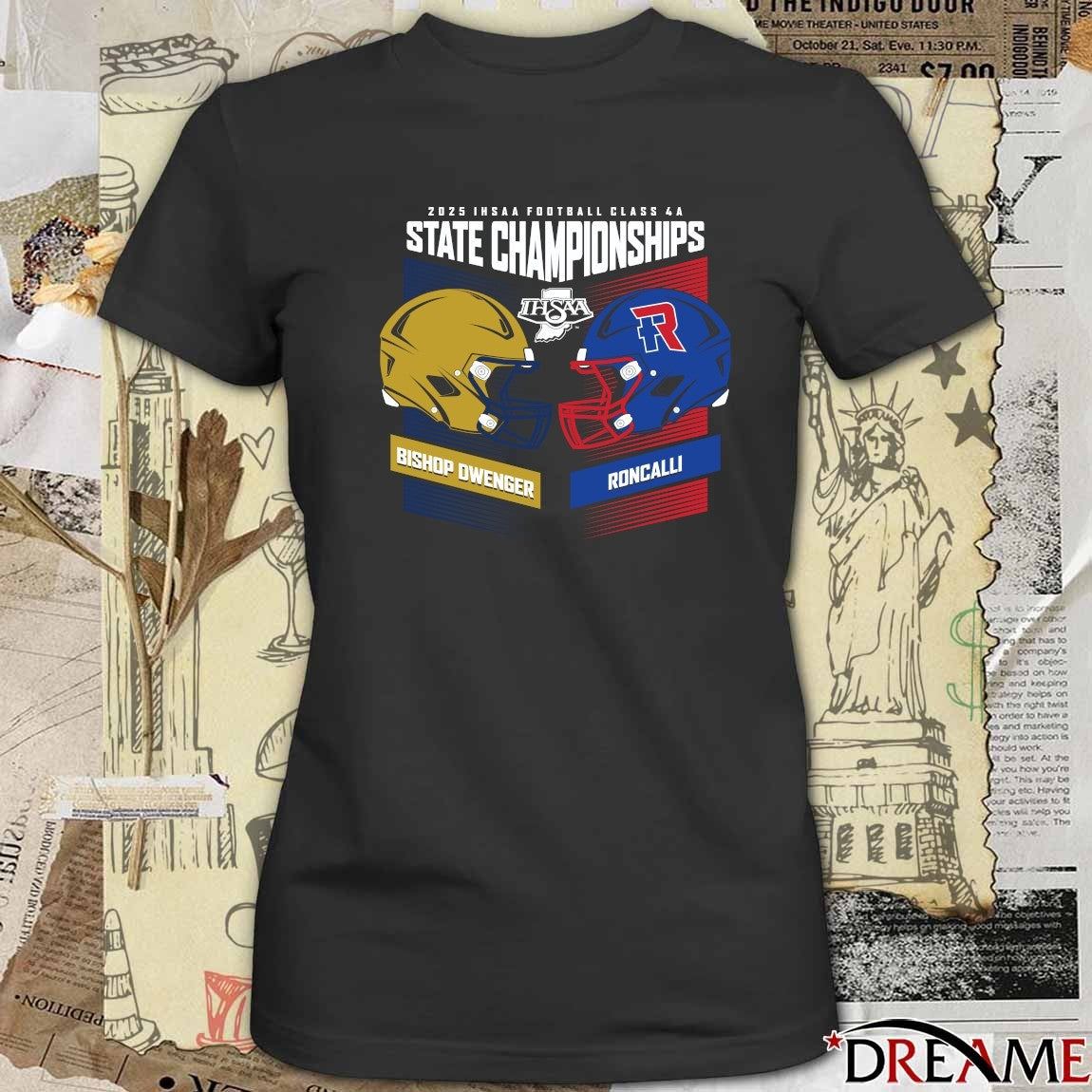 2025 IHSAA Football State Championships Bishop Dwenger vs Roncalli Head To Head Class 5A t-shirt