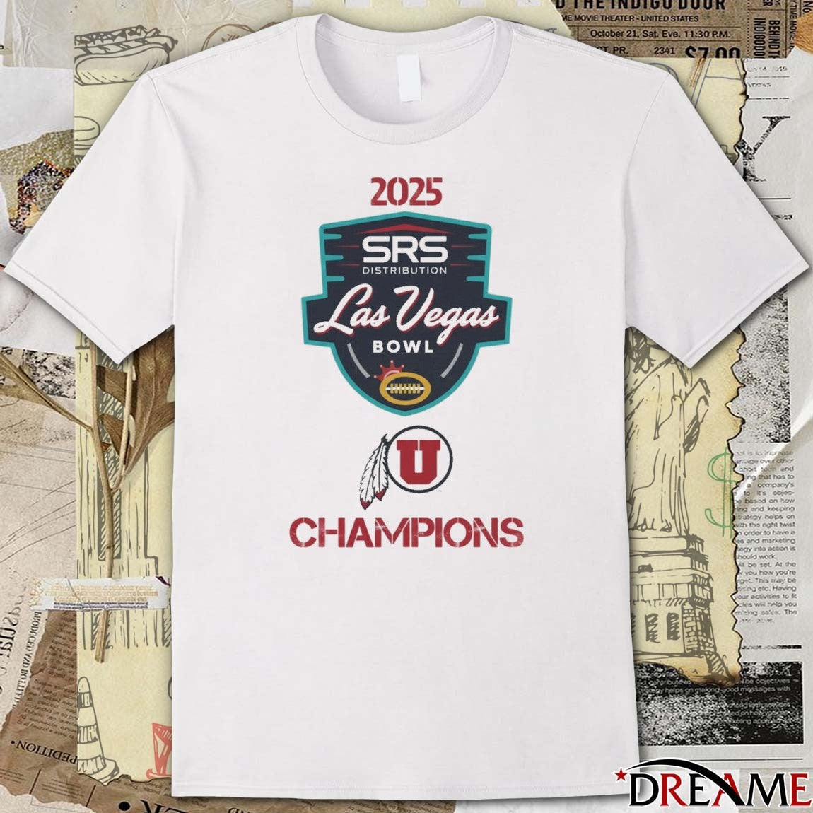 2025 Las Vegas Bowl Champions Utah Utes football Logos t-shirt