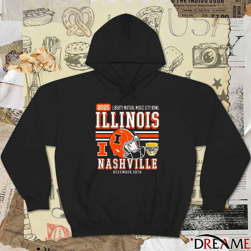 2025 Liberty Mutual Music City Bowl Illinois Nashville Football December 30th t-shirt