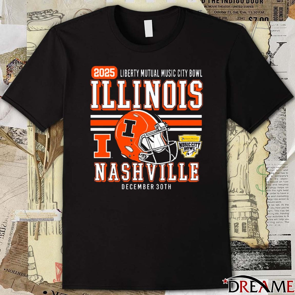 2025 Liberty Mutual Music City Bowl Illinois Nashville Football December 30th t-shirt